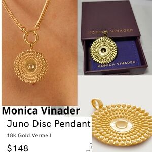 Monica Vinader Gold Juno Disc Pendant. #301